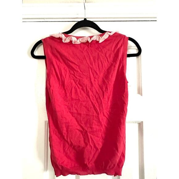 MOSCHINO Cheap And Chic Pink Ruffle Sleeveless Knit Top Sweater Vest - Sz 6 - Picture 3 of 6